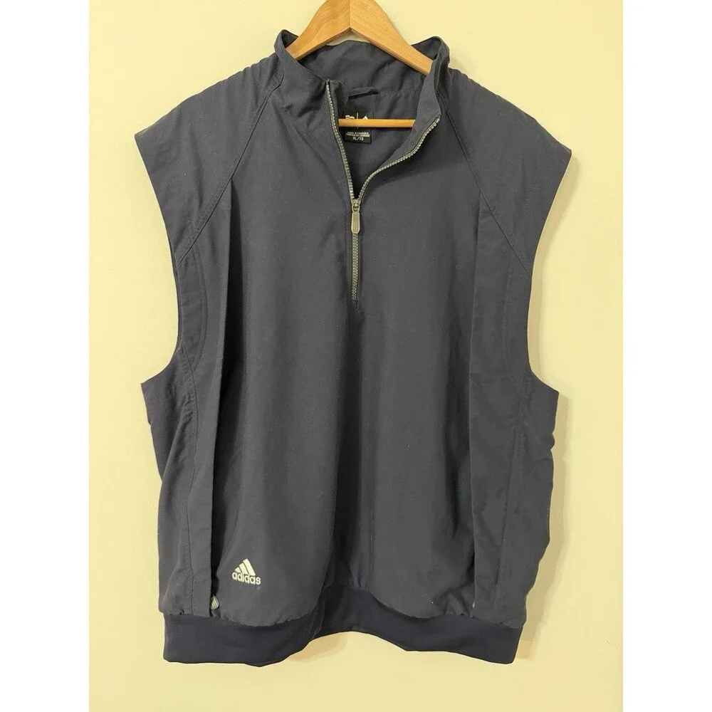 Y2K Adidas Men’s Navy 1/4 Zip ClimaShell XL Golf Vest- Wind Proof- 761580 AWV002